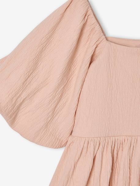 Occasion Wear Dress in Relief Fabric with Smocking for Girls pale pink - vertbaudet enfant 