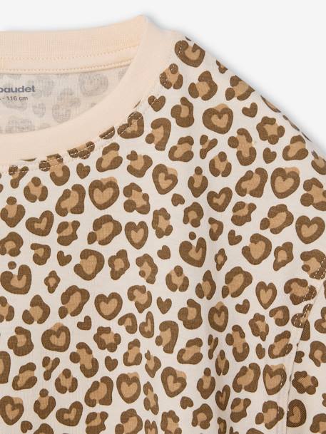Cropped short-sleeved T-shirt for girls beige+ecru+rosy - vertbaudet enfant 
