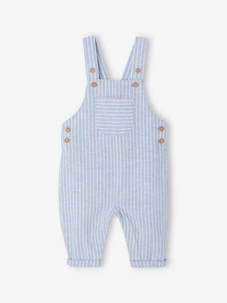 Ensemble bébé naissance cérémonie chemise salopette en lin et coton argile+bleu - vertbaudet enfant 