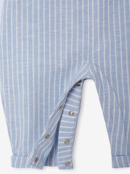 Ensemble bébé naissance cérémonie chemise salopette en lin et coton argile+bleu - vertbaudet enfant 