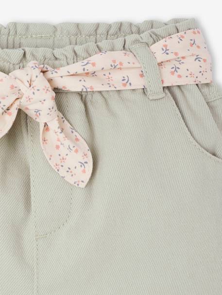 Paperbag Shorts with Belt for Babies grey green+rose - vertbaudet enfant 