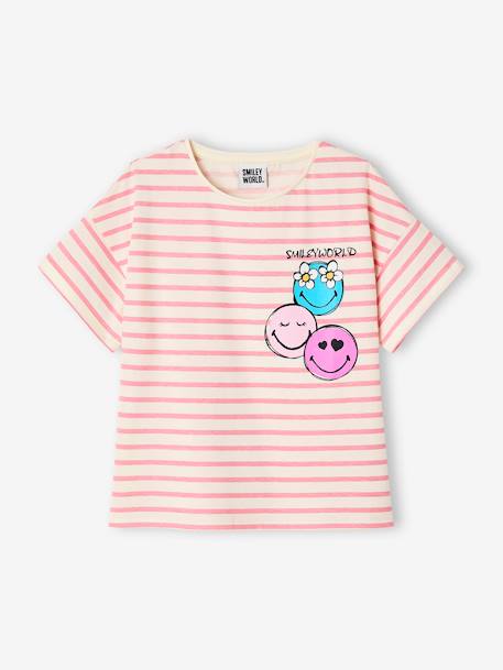 Smiley® World Striped T-Shirt striped pink - vertbaudet enfant 