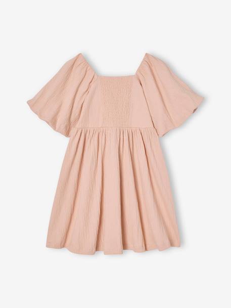 Occasion Wear Dress in Relief Fabric with Smocking for Girls - pale pink,  Girls