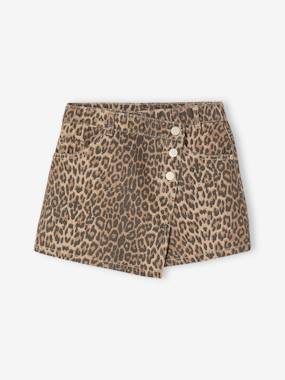 Fille-Jupe short asymétrique motif léopard fille