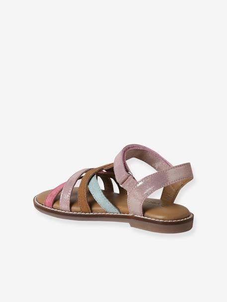 Leather Hook-&-Loop Sandals for Children, Designed for Autonomy multicoloured - vertbaudet enfant 