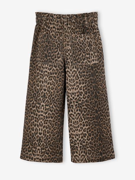 Wide-leg paperbag leopard print trousers for girls beige+chocolate+multicoloured+vanilla - vertbaudet enfant 