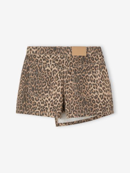 Asymmetrical Leopard Print Mini Skort for Girls, JONEN beige - vertbaudet enfant 