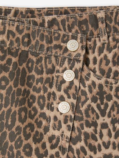 Asymmetrical Leopard Print Mini Skort for Girls, JONEN beige - vertbaudet enfant 