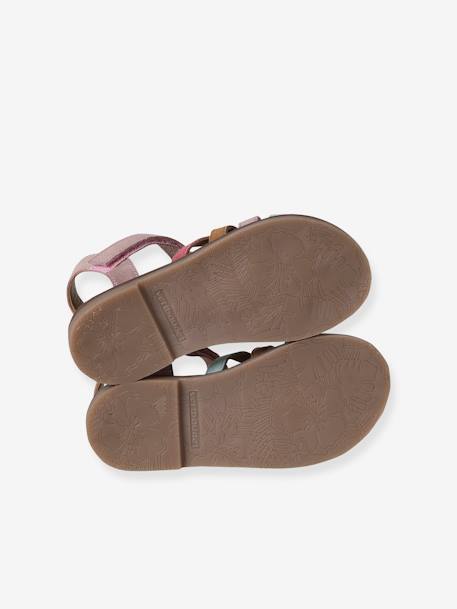Leather Hook-&-Loop Sandals for Children, Designed for Autonomy multicoloured - vertbaudet enfant 