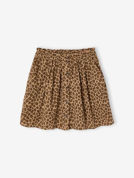 Jupe fille en gaze de coton beige+bleu grisé+rose+vert sauge+vieux rose+violet - vertbaudet enfant 
