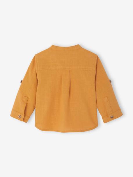 Shirt with Turn-Up Sleeves, for Babies grey blue+ochre - vertbaudet enfant 