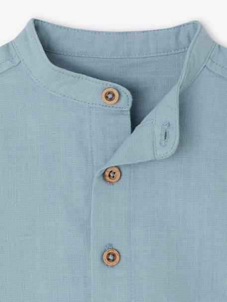 Shirt with Turn-Up Sleeves, for Babies grey blue+ochre - vertbaudet enfant 
