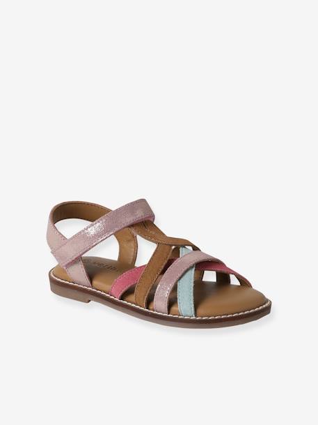 Leather Hook-&-Loop Sandals for Children, Designed for Autonomy multicoloured - vertbaudet enfant 