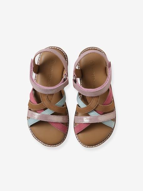Leather Hook-&-Loop Sandals for Children, Designed for Autonomy multicoloured - vertbaudet enfant 