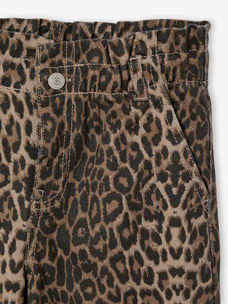 Wide-leg paperbag leopard print trousers for girls beige+chocolate+multicoloured+vanilla - vertbaudet enfant 