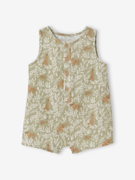 Printed baby playsuit khaki - vertbaudet enfant 