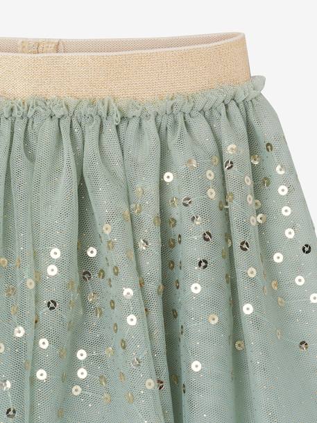 Ensemble bébé fille cérémonie T-shirt et jupon en tulle vert sauge - vertbaudet enfant 
