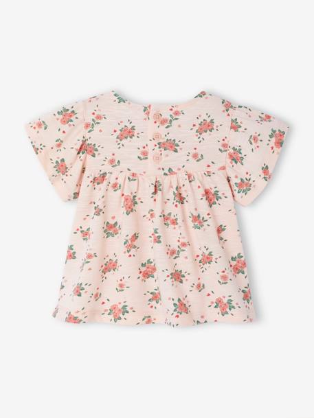 T-shirt fleuri bébé en coton bio rose pâle - vertbaudet enfant 