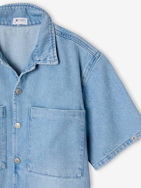 Chemise denim léger manches courtes garçon denim bleached - vertbaudet enfant 