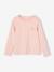 T-shirt fille coeur pailleté manches longues anthracite+corail+écru+rose poudré+vert émeraude - vertbaudet enfant 