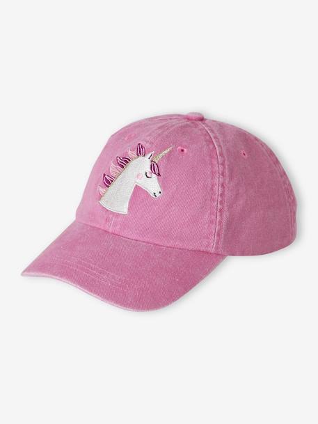 Embroidered 'Unicorn' Cap for Girls pale pink - vertbaudet enfant 