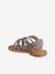 Pair of Leather Hook-&-Loop Sandals for Children, Designed for Autonomy printed beige - vertbaudet enfant 