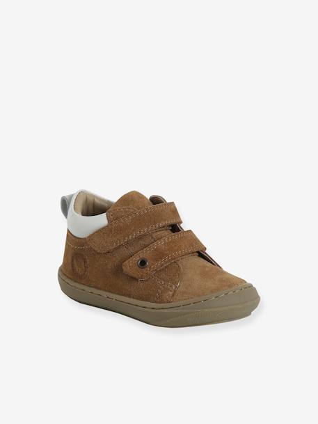 Pair of Soft Leather Boots for Babies, Designed for First Steps beige+blue+brown+chocolate+electric blue+green+ochre+sage green+set beige+set brown+set green - vertbaudet enfant 