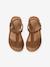 Leather Sandals for Girls, Designed for Autonomy 6467+brown+printed brown+turquoise - vertbaudet enfant 