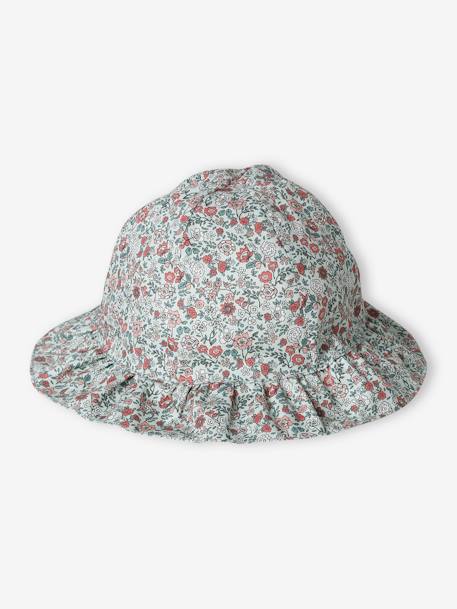 Floral Print Bucket Hat for Baby Girls sage green - vertbaudet enfant 