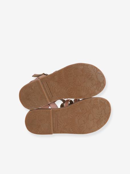 Multi-Strap Leather Sandals for Girls, Designed for Autonomy 6510+caramel+multicoloured - vertbaudet enfant 