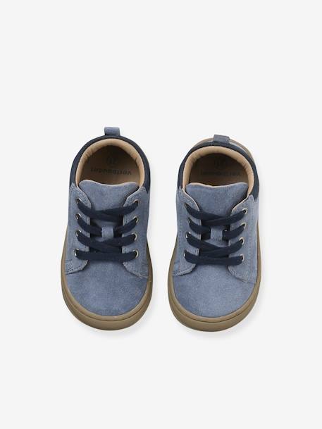 Soft Leather Lace-Up Boots, Designed for First Steps blue+camel+khaki+navy blue+set blue - vertbaudet enfant 