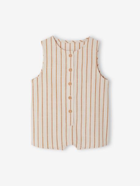 Striped T-Shirt + Bandana + Playsuit Set for Babies ecru - vertbaudet enfant 