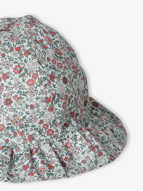 Floral Print Bucket Hat for Baby Girls sage green - vertbaudet enfant 