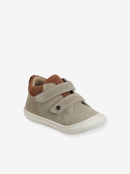 Pair of Soft Leather Boots for Babies, Designed for First Steps beige+blue+brown+chocolate+electric blue+green+ochre+sage green+set beige+set brown+set green - vertbaudet enfant 