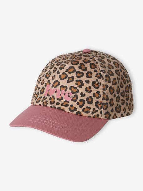 Leopard Print Cap for Girls blush - vertbaudet enfant 