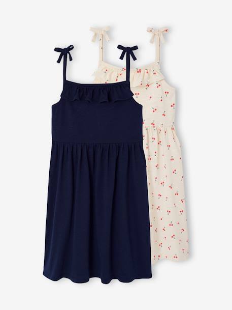 Lot de 2 robes fille à bretelles marine - vertbaudet enfant 