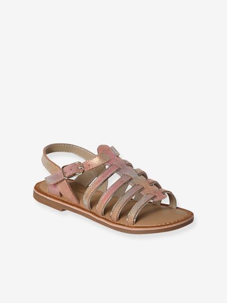 Multi-Strap Leather Sandals for Girls, Designed for Autonomy 6510+caramel+multicoloured - vertbaudet enfant 