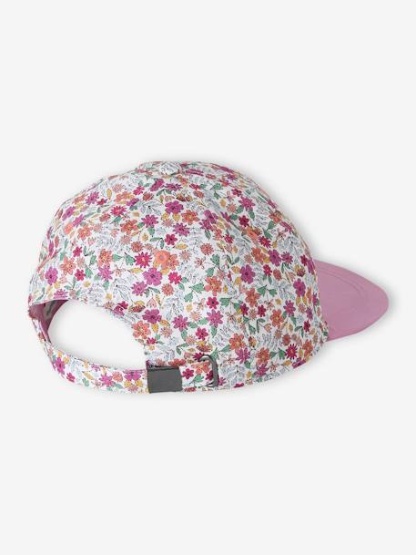 Casquette fleurie fille blanc imprimé+bleu+pivoine - vertbaudet enfant 