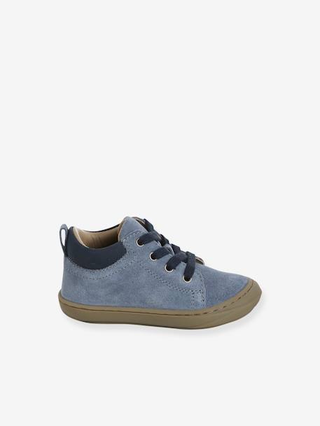 Soft Leather Lace-Up Boots, Designed for First Steps blue+camel+khaki+navy blue+set blue - vertbaudet enfant 