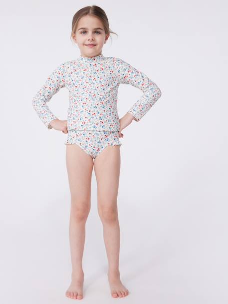 Long-Sleeved Floral UV-Protection Swim T-Shirt, PETIT BATEAU white - vertbaudet enfant 