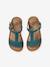 Leather Sandals for Girls, Designed for Autonomy 6467+brown+printed brown+turquoise - vertbaudet enfant 