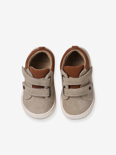 Pair of Soft Leather Boots for Babies, Designed for First Steps beige+blue+brown+chocolate+electric blue+green+ochre+sage green+set beige+set brown+set green - vertbaudet enfant 