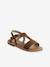 Leather Sandals for Girls, Designed for Autonomy 6467+brown+printed brown+turquoise - vertbaudet enfant 