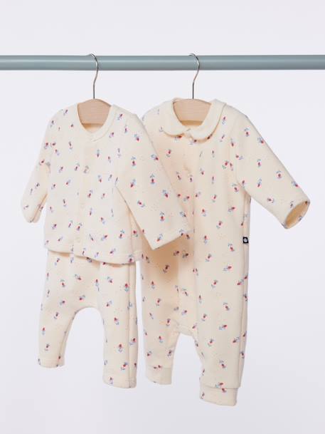 Combinaison longue en molleton bébé vanille - vertbaudet enfant 