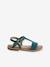 Leather Sandals for Girls, Designed for Autonomy 6467+brown+printed brown+turquoise - vertbaudet enfant 