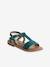 Leather Sandals for Girls, Designed for Autonomy 6467+brown+printed brown+turquoise - vertbaudet enfant 