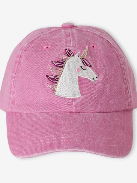 Embroidered 'Unicorn' Cap for Girls pale pink - vertbaudet enfant 