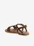 Leather Sandals for Girls, Designed for Autonomy 6467+brown+printed brown+turquoise - vertbaudet enfant 