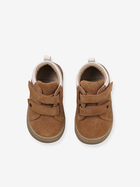 Pair of Soft Leather Boots for Babies, Designed for First Steps beige+blue+brown+chocolate+electric blue+green+ochre+sage green+set beige+set brown+set green - vertbaudet enfant 