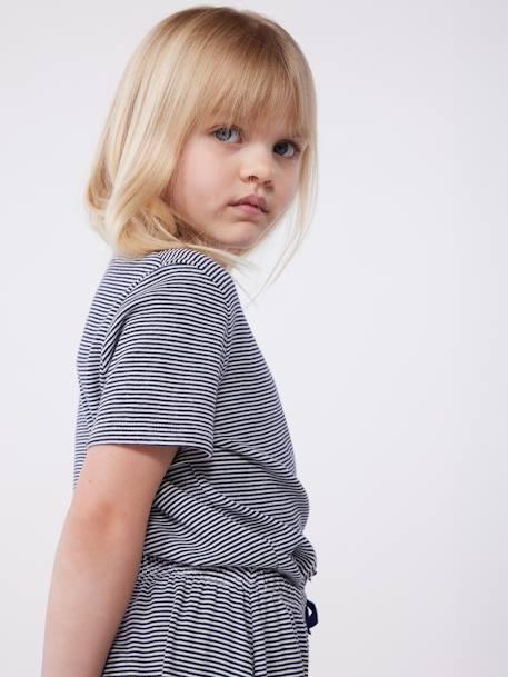 Pyjama enfant manches courtes jambes amples rayé marine - vertbaudet enfant 